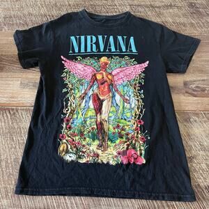Nirvana In Utero Black Band Tee Grunge Unisex Small